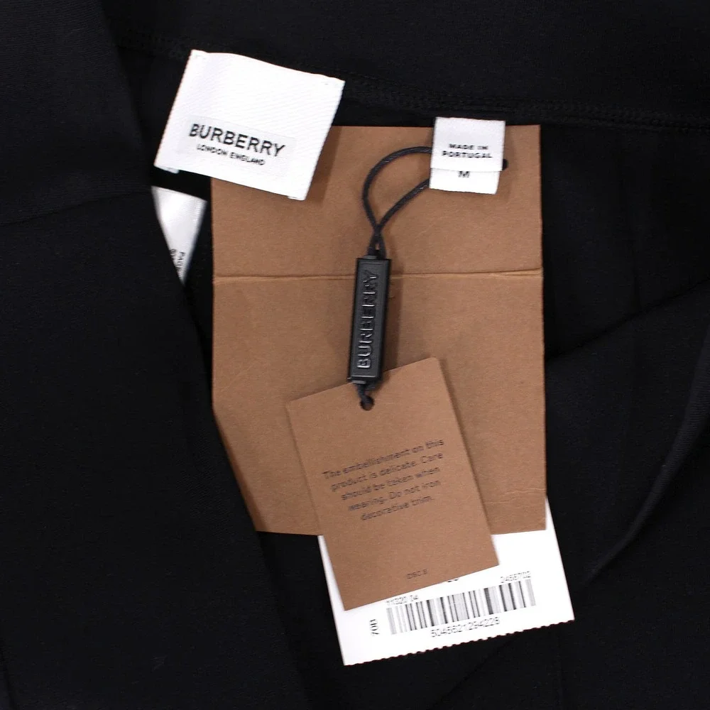 Burberry Charente Crystal Fringe Black Leggings M NEW Crop Stretch Jersey Pants